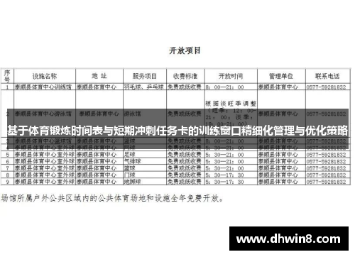 基于体育锻炼时间表与短期冲刺任务卡的训练窗口精细化管理与优化策略
